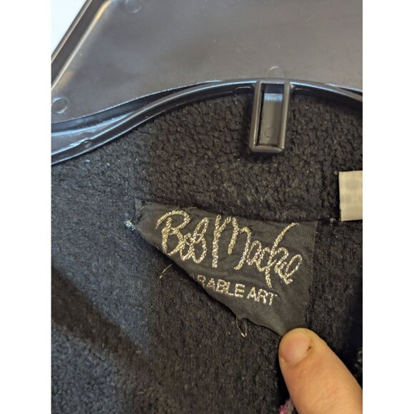 Bob Mackie Wearable Art Black Embroidered Housecoat Robe W/ Zip & Pink Heart Des - Picture 5 of 10